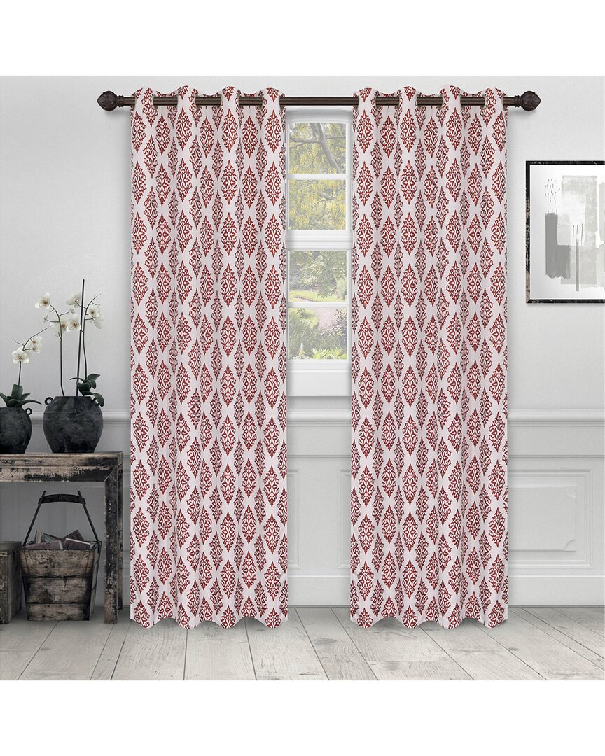 Superior 52x96 Venetian Damask Jacquard Panel Se 2pc Curtain Panel Set In Red