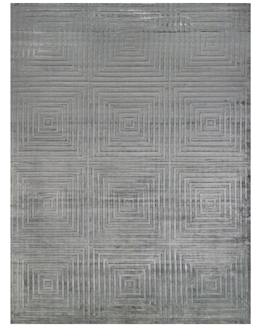 Exquisite Rugs Dove Embossed Hand-loomed Viscose & Cotton Area Rug In Aqua