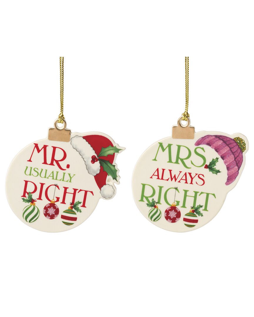 Lenox Mr. & Mrs. Ornaments, Set Of 2 In Multi
