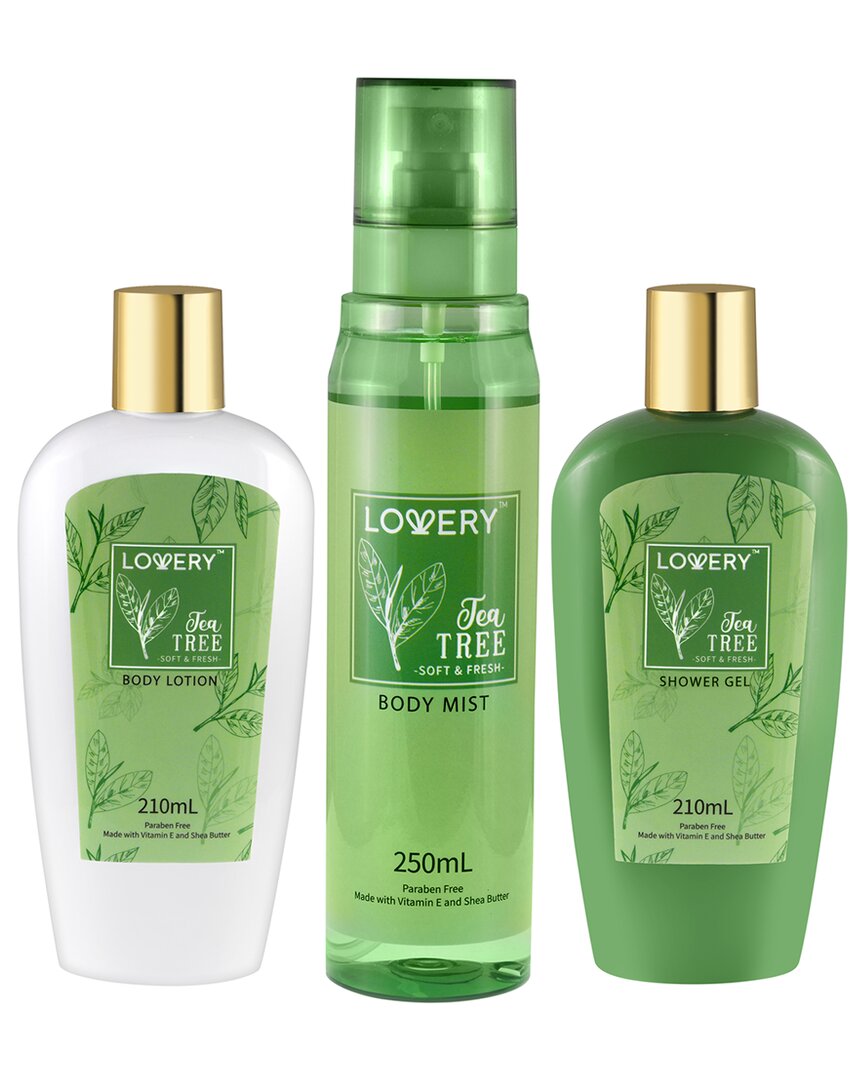 Lovery 3pc Tea Tree Bath & Body Care Travel Set In Green