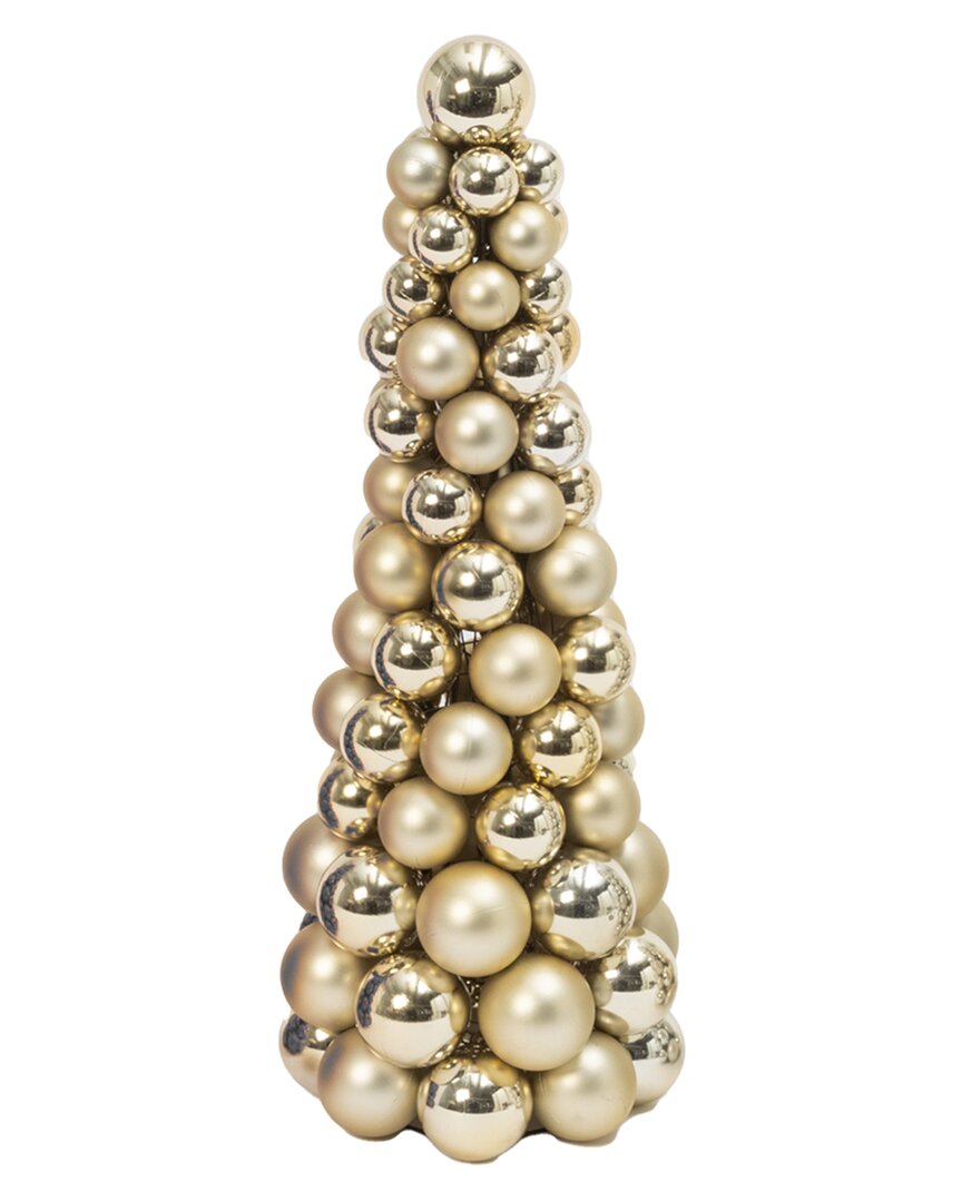 Gerson International ™ 18in Tall Gold Christmas Holiday Ornament Cone Tree Décor