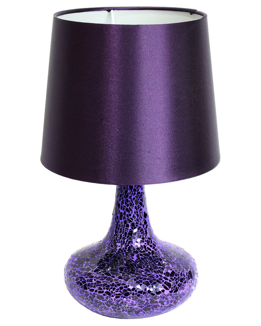 Lalia Home Laila Home Mosaic Tiled Glass Genie Table Lamp With Fabric Shade In Purple