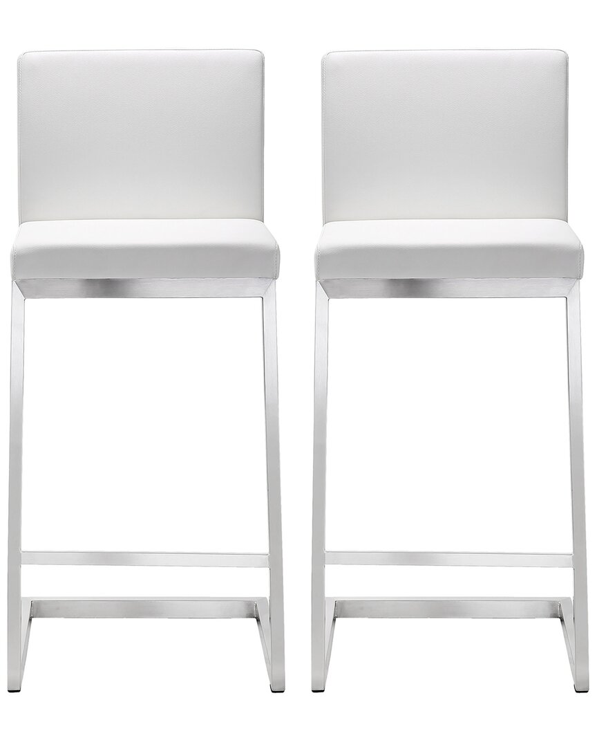 Tov Furniture Set Of 2 Parma Counter Stools In White