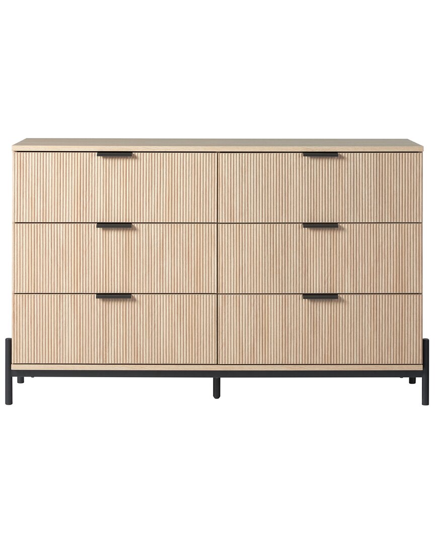 Walker Edison Mid-century 6-drawer Dresser With Reeded Drawer Fronts In Brown