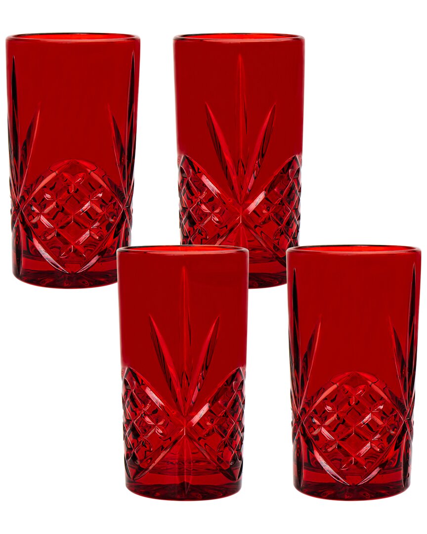 GODINGER GODINGER DUBLIN SET OF 4 CRYSTAL HIGHBALL GLASSES