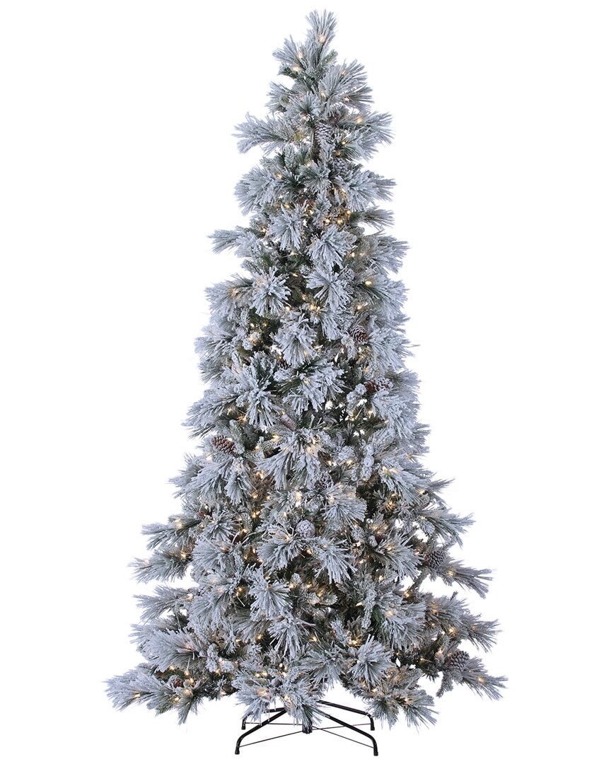 Sterling Tree Company 9ft Pre-lit Lightly Flocked Snowbell Pine With 900 Twinkling Lights In Green