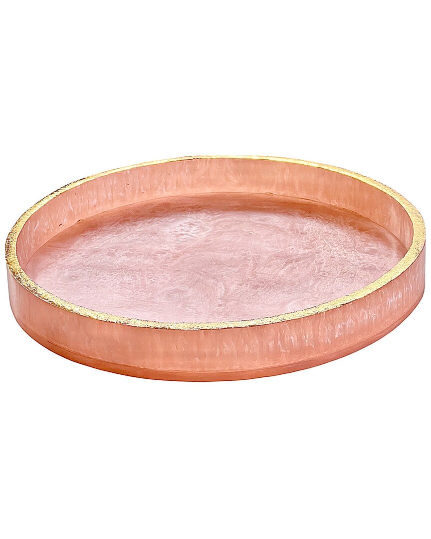Shop Tiramisu Pink Resin Round Serving Tray