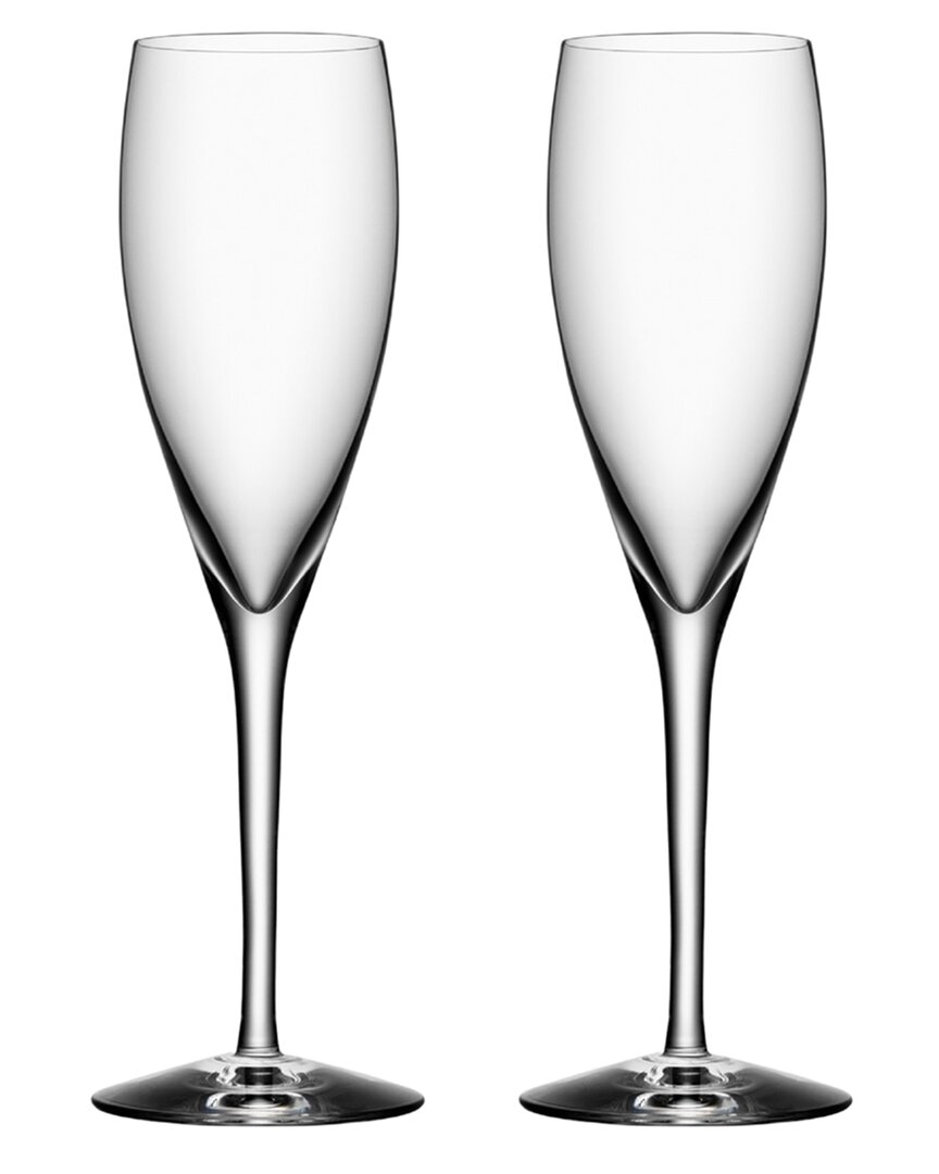 Orrefors Set Of 2 More Champagne Flutes In Transparent