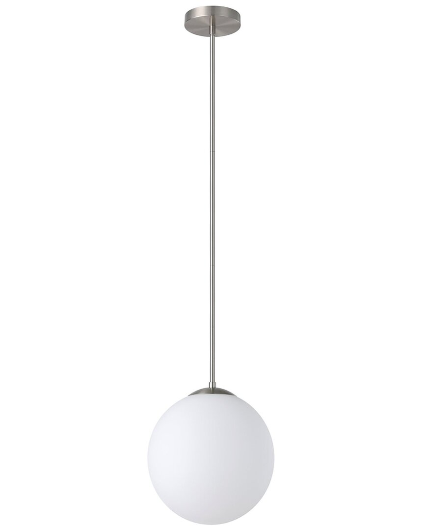 Eglo Rondo 1 Light Pendant With Matte Nickel Finish & White Glass Shade