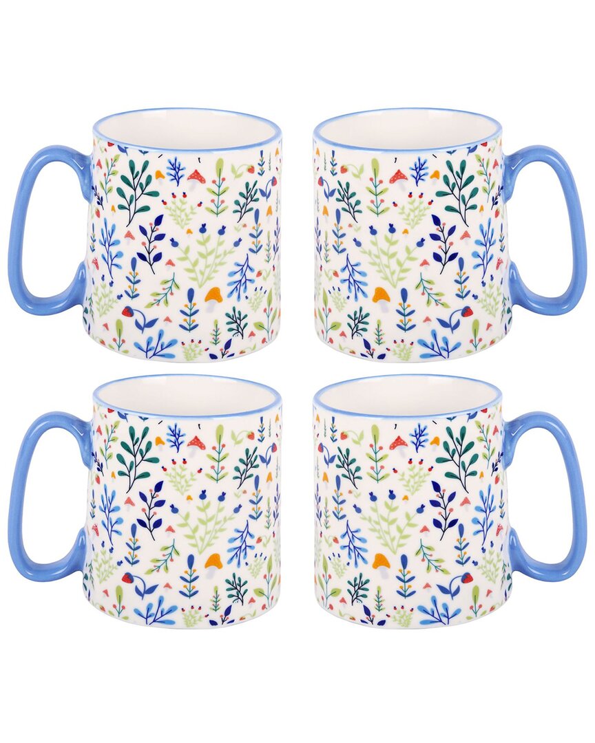 10 Strawberry Street Bella Mushroom And Flowers Mugs (set Of 4)