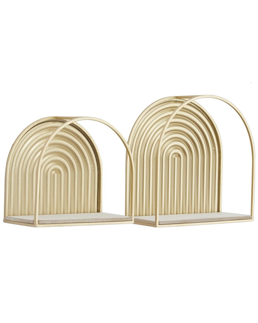 Cosmoliving By Cosmopolitan Contemporary Metal Wall Shelf Set In Gold