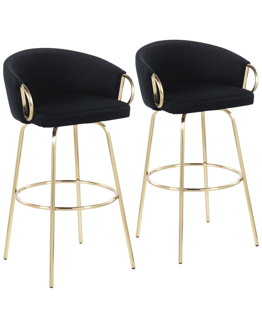 Lumisource Set Of 2 Claire 30in Fixed-height Bar Stools In Gold