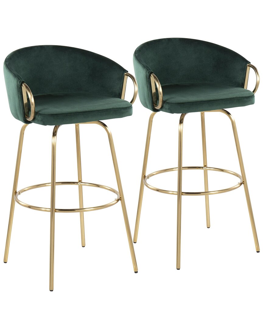 Lumisource Set Of 2 Claire 30in Fixed-height Bar Stools In Gold
