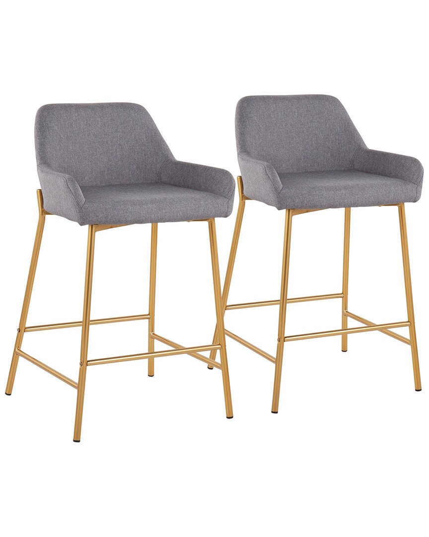 Shop Lumisource Set Of 2 Daniella Fixed-height Counter Stools In Gold