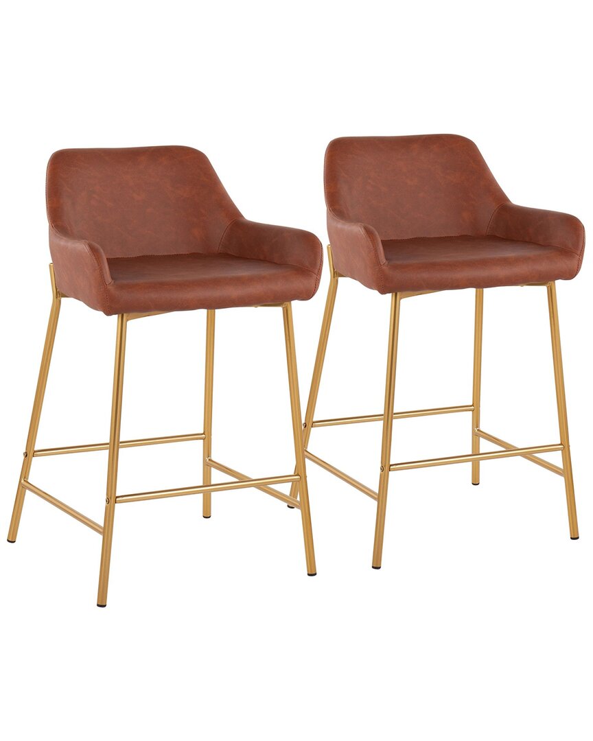 Shop Lumisource Set Of 2 Daniella Fixed-height Counter Stools In Gold