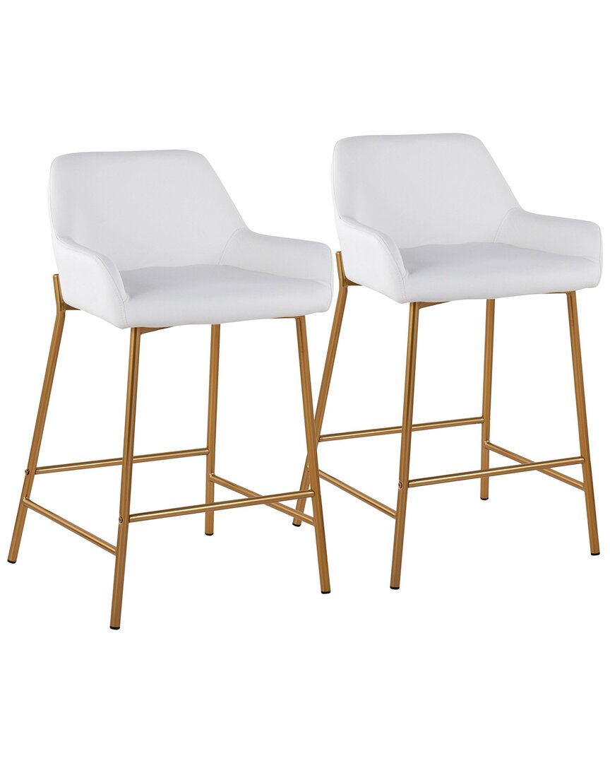 Lumisource Set Of 2 Daniella Fixed-height Counter Stools In Gold