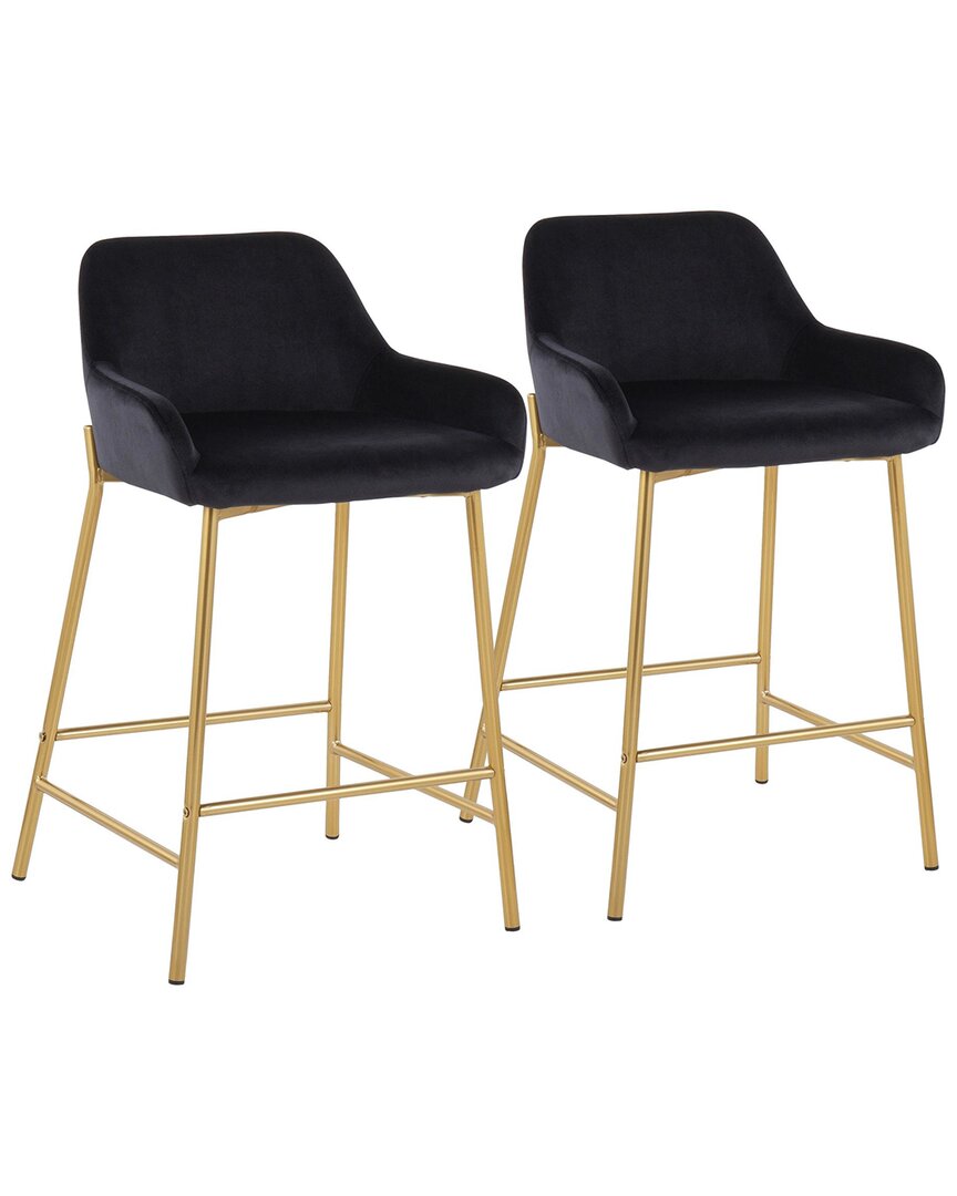 Lumisource Set Of 2 Daniella Fixed-height Bar Stools In Gold