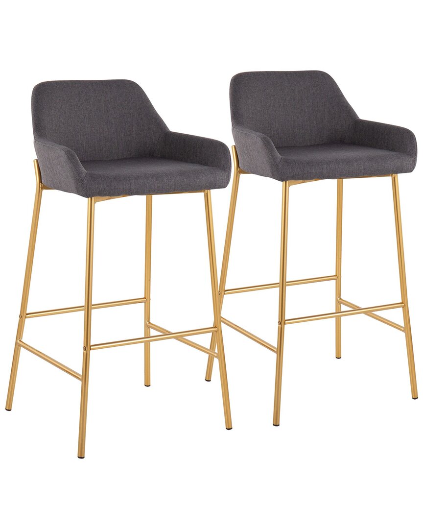 Lumisource Set Of 2 Daniella Fixed-height Bar Stools In Gold
