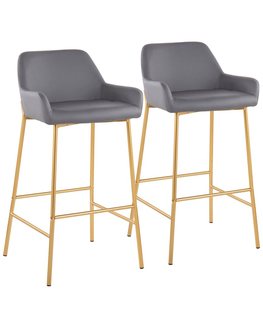 Shop Lumisource Set Of 2 Daniella Fixed-height Bar Stools In Gold