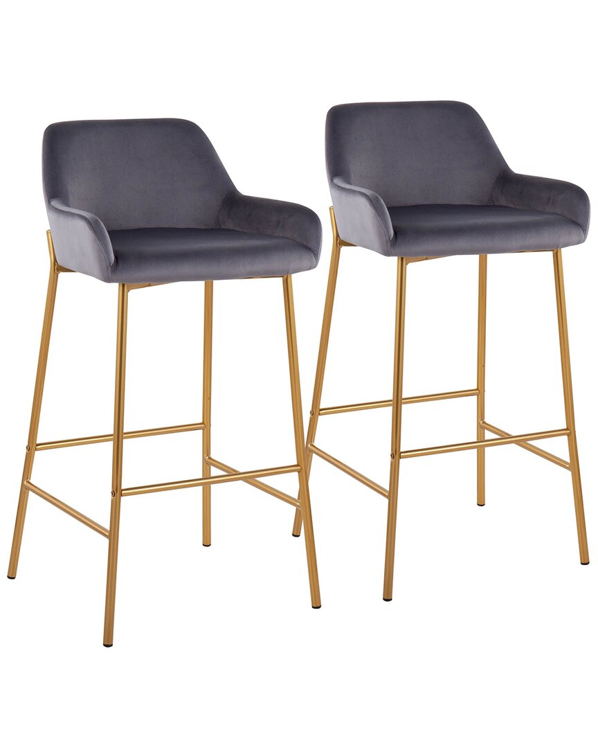 Lumisource Daniella Fixed-height Bar Stool - Set Of 2 Silver In Gold