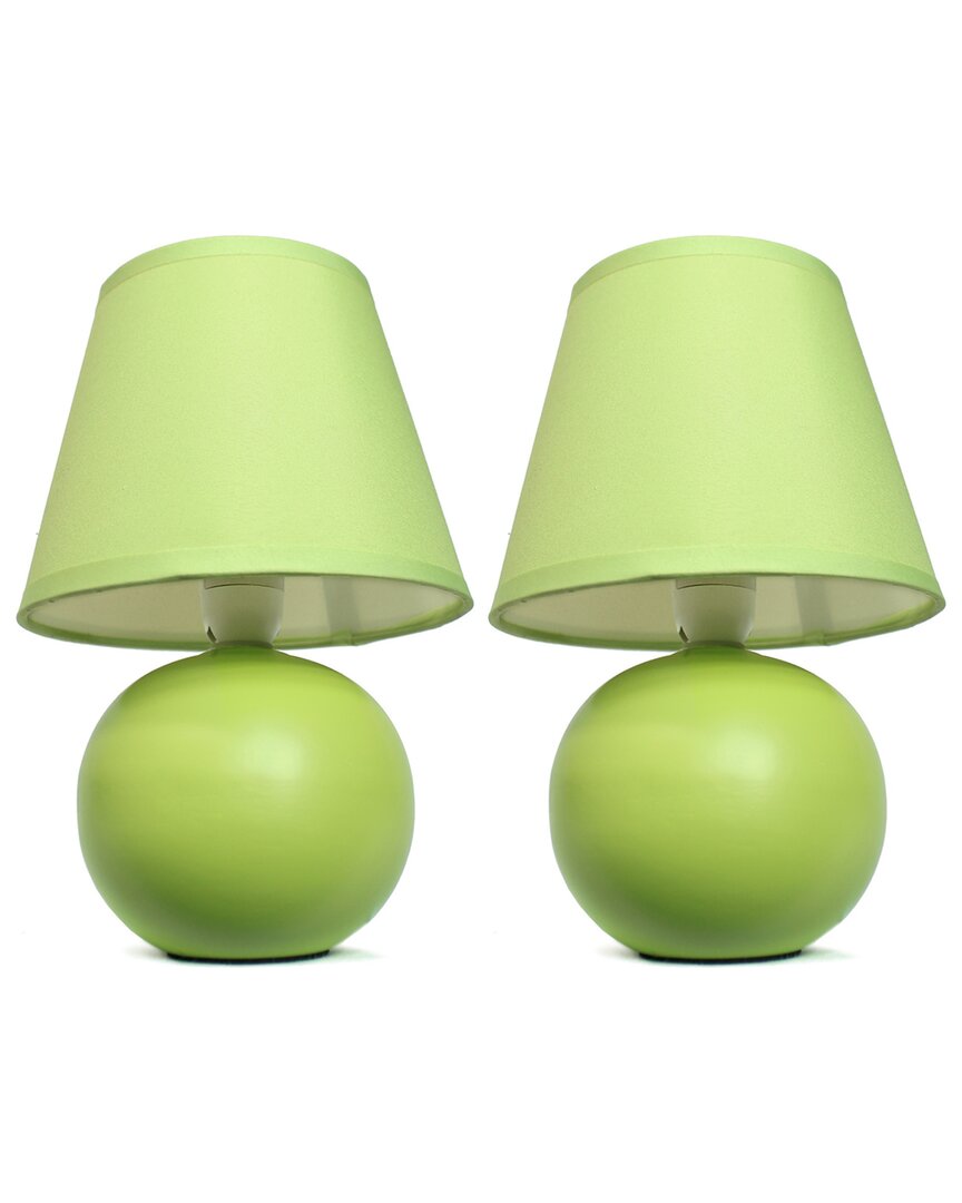 Lalia Home Laila Home Mini Ceramic Globe Table Lamp 2pk Set In Green