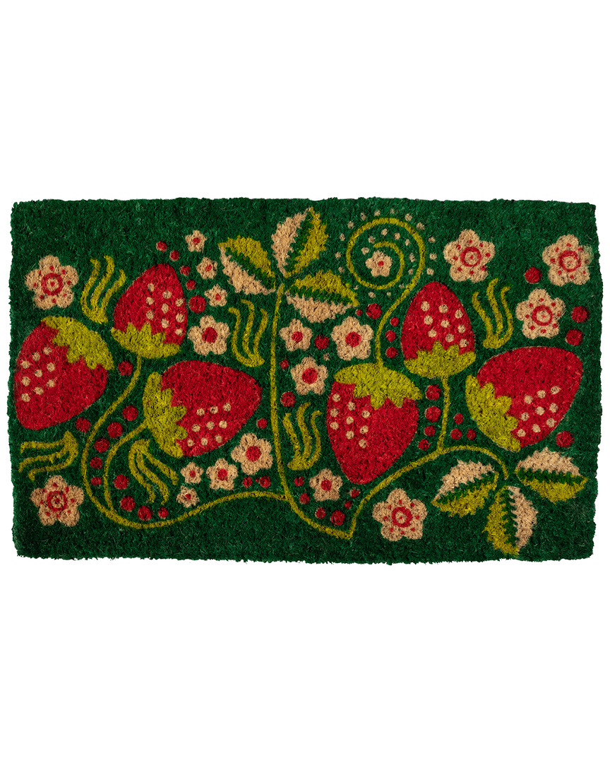 Entryways Strawberry Vines Handwoven Coconut Fiber Doormat