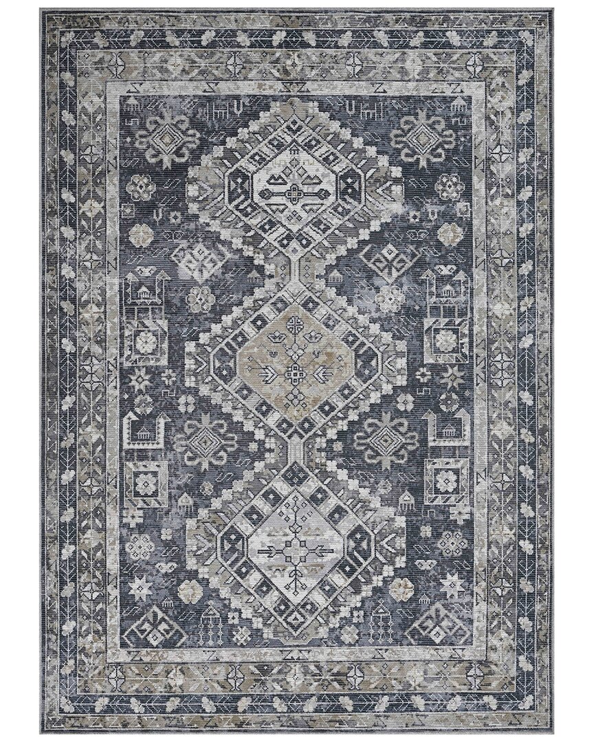 Amer Rugs Alaska Machine-washable Vintage Medallion Power-loomed Rug In Gray
