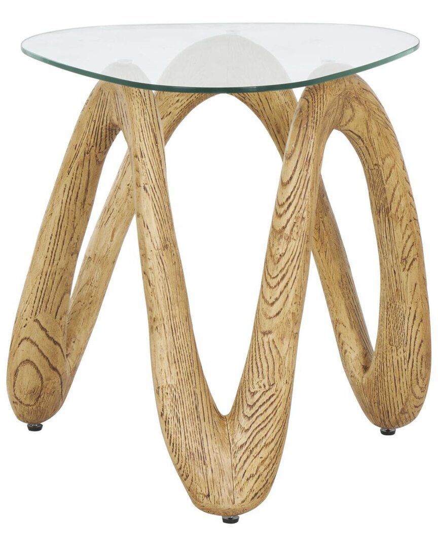 Peyton Lane Abstract Wavy Accent Table With Glass Tabletop