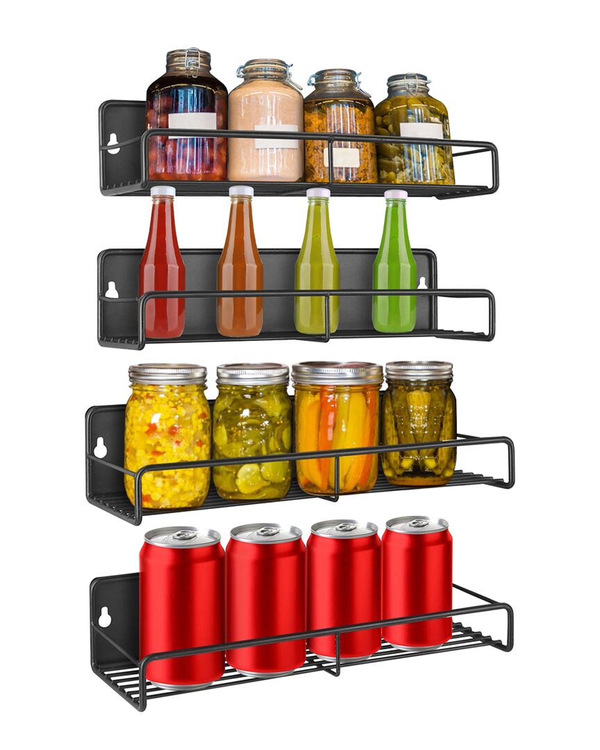 Fresh Fab Finds Pack Of 4 Magnetic Spice Rack Organizers In Black