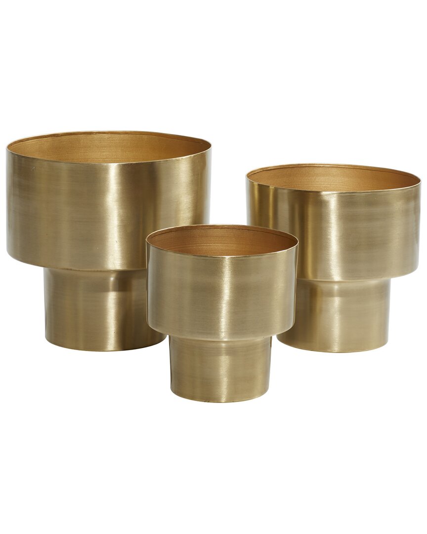 Peyton Lane Set Of 3 Glam Planters In Gold