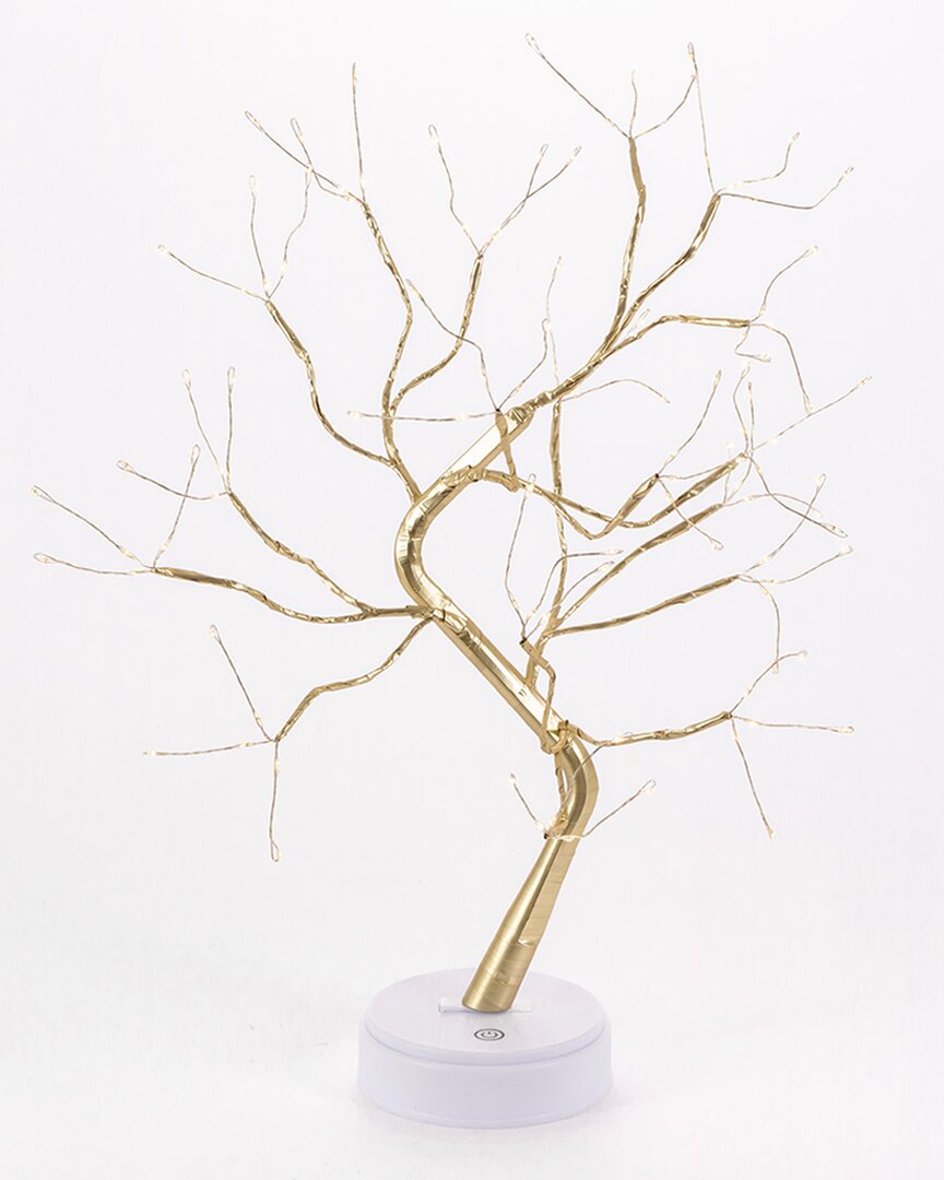 Gerson International Everlasting Glow 23.62in B/o Usb Capable Champagne Gold Pvc Wrapped Tree With Micro Led Lights