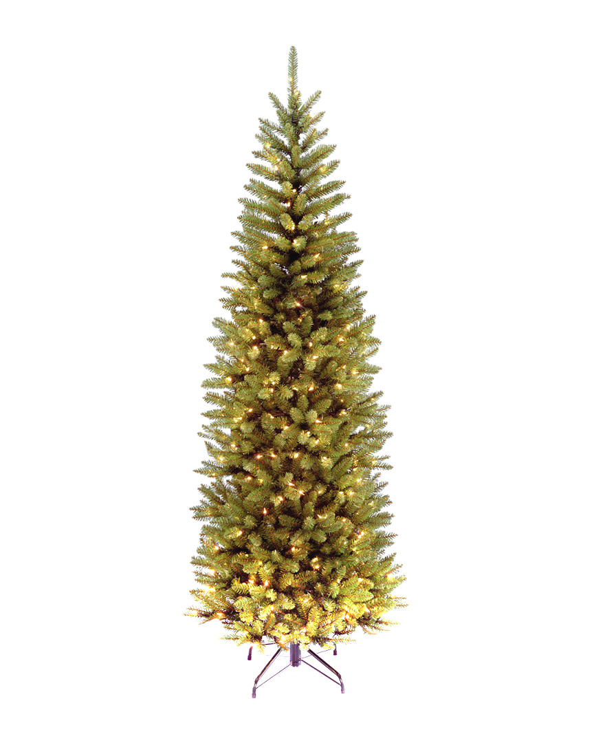 National Tree Company 7ft Kingswood Fir Pencil Hinged Tree With 300 Clear Lights