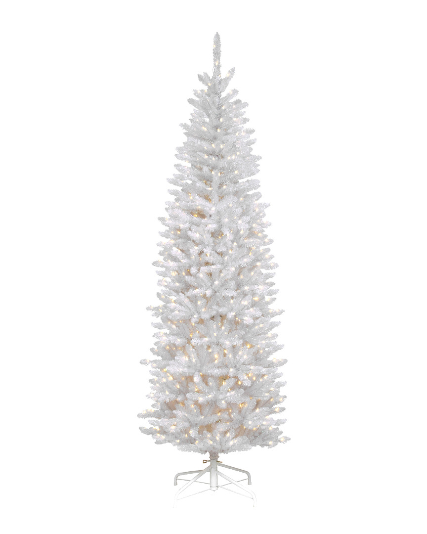 National Tree Company 7.5ft Kingswood White Fir Pencil Tree With 350 Clear Lights