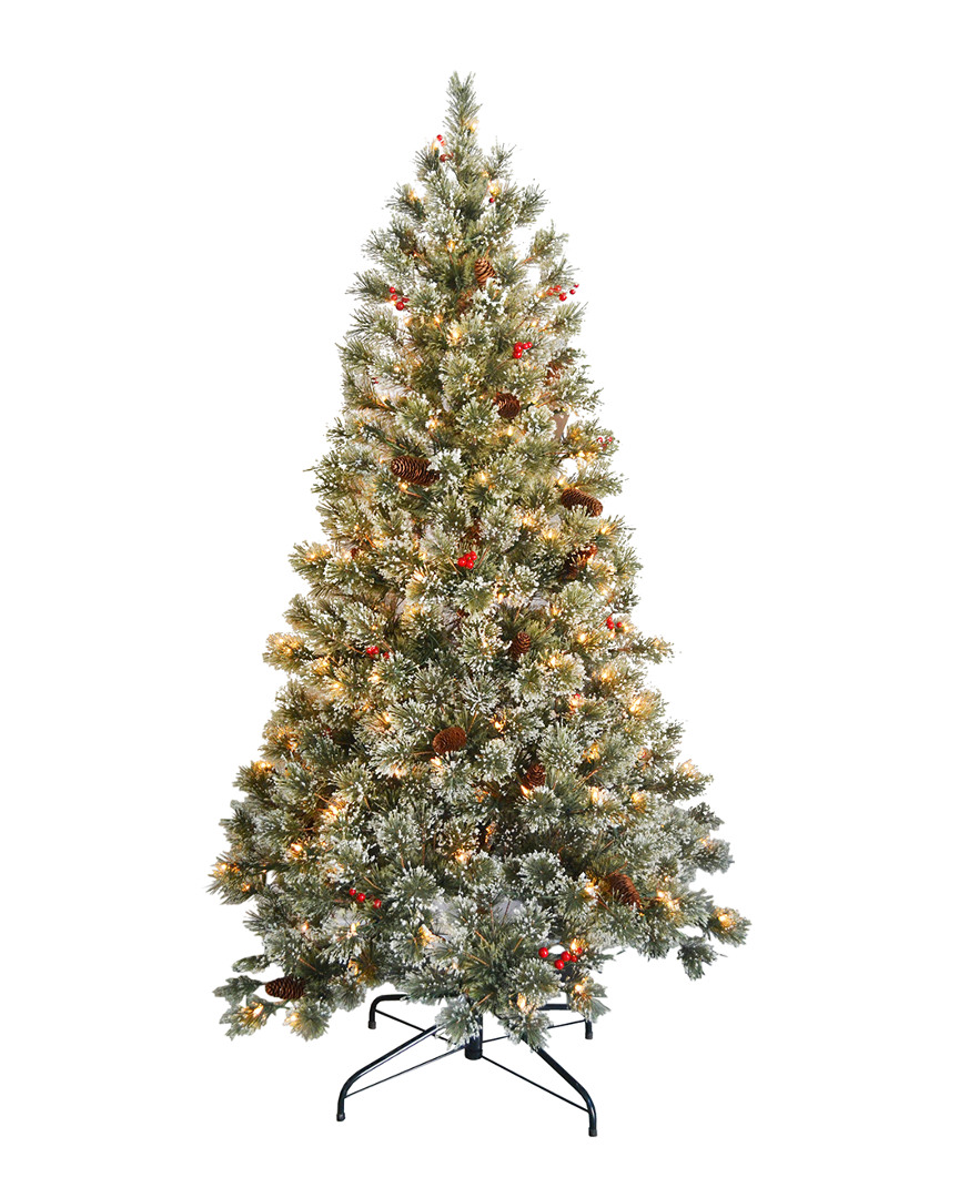 National Tree Company 6ft Crystal Cashmere Tree With Pine Cones, Red Berries & 200 Clear Lights