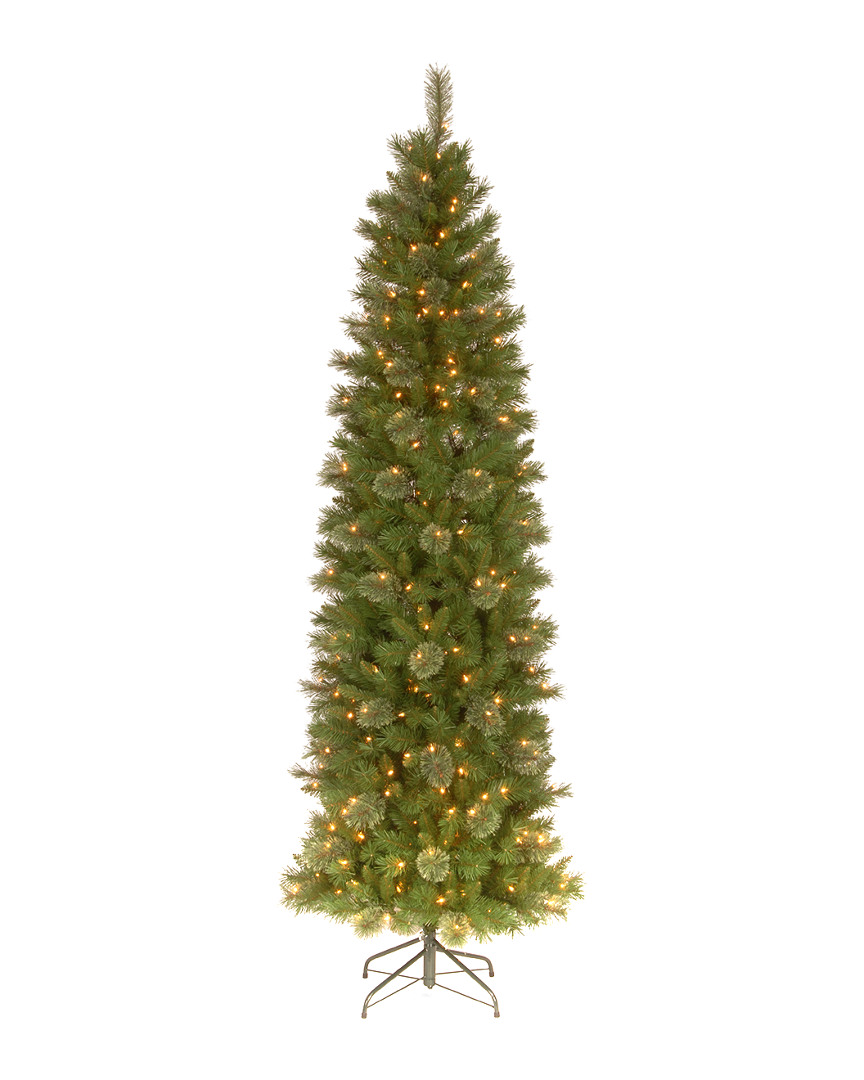 National Tree Company 7.5' Tacoma Pine Pencil Slim Tree With 350 Clear Lights