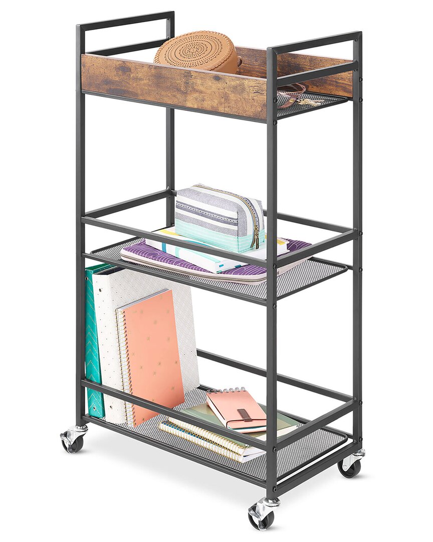 Whitmor Modern Industrial 3-tier Shelf Cart In Black