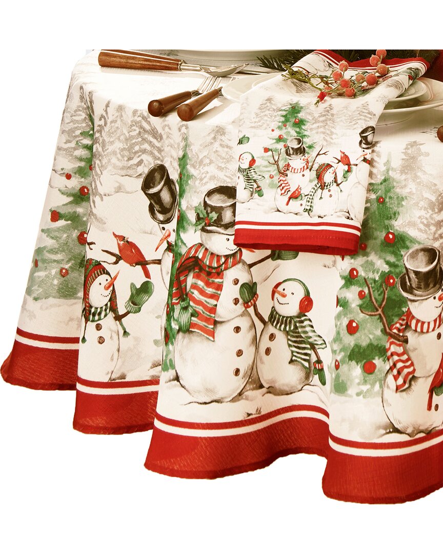 Elrene Home Fashions Snowman Winterland Holiday Snowflake Round Tablecloth