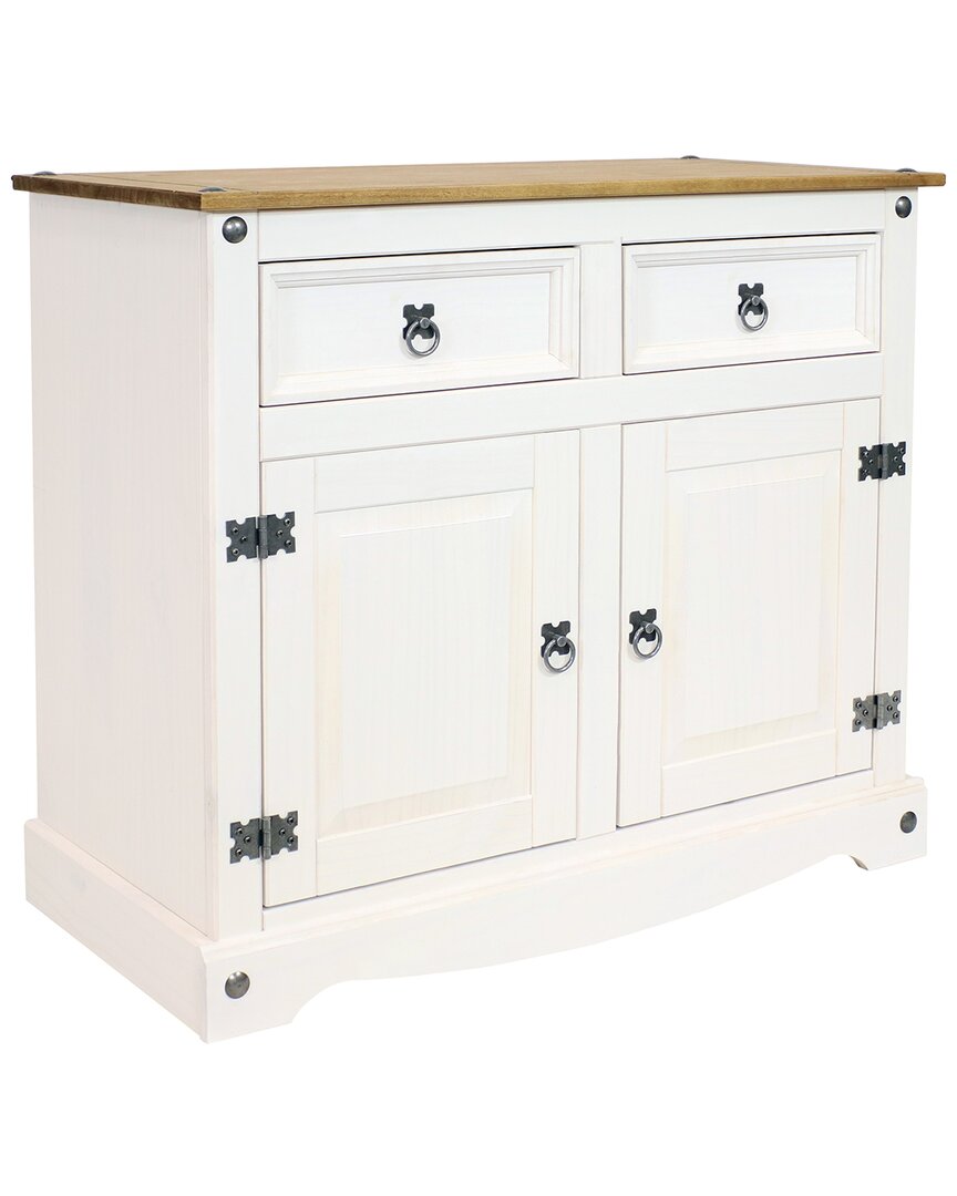 Sunnydaze Solid Pine 2-drawer Sideboard In White