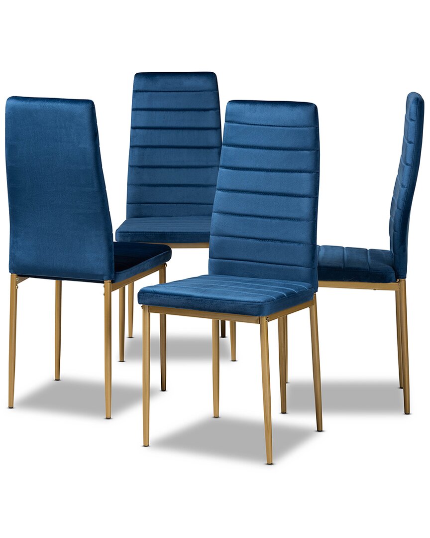 Design Studios Armand Modern Glam And Luxe 4-piece Dining Chair Set In Navy