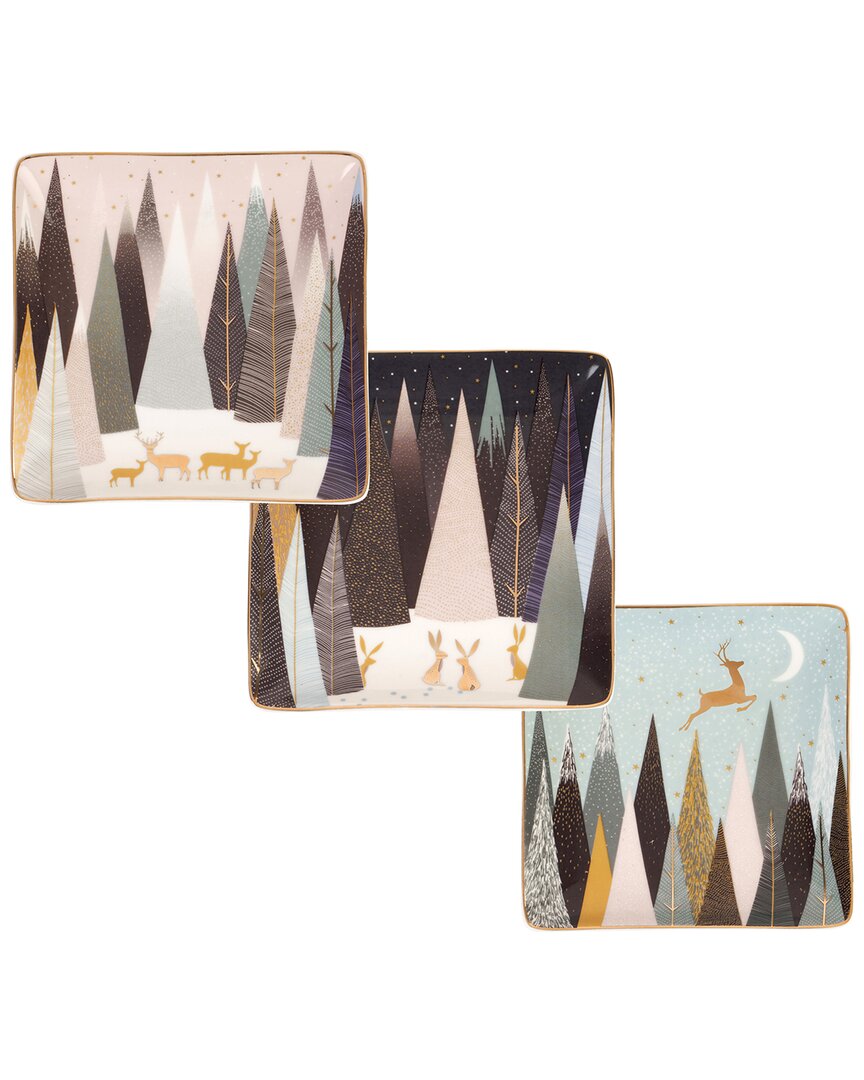 Portmeirion Set Of 3 Small Trays In Multi