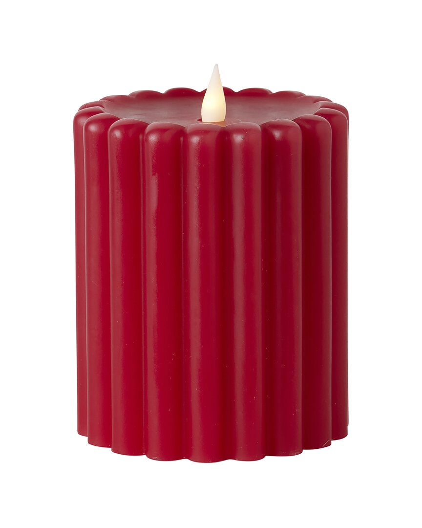 Seasonal Llc Wide Ribbed Motion Flameless Candles In Red