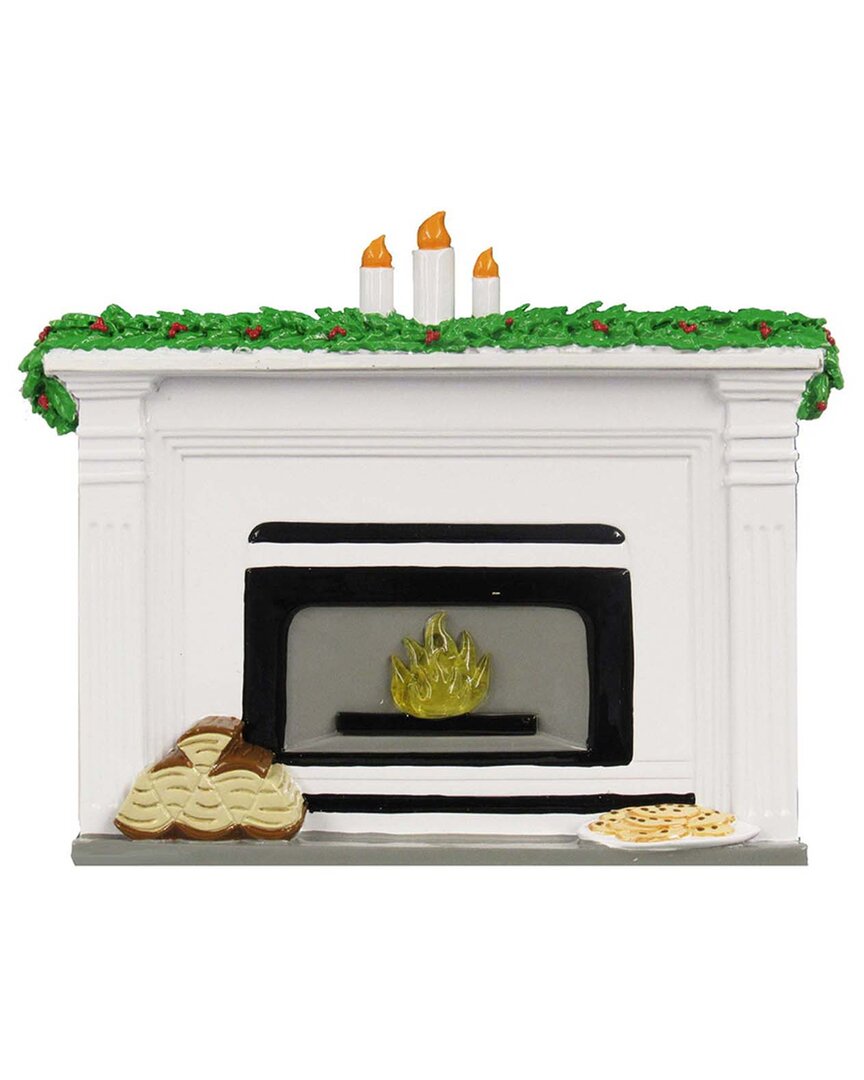 Kurt Adler 7.87-inch Fireplace Tablepiece With Six Stockings For Personalization In Multi