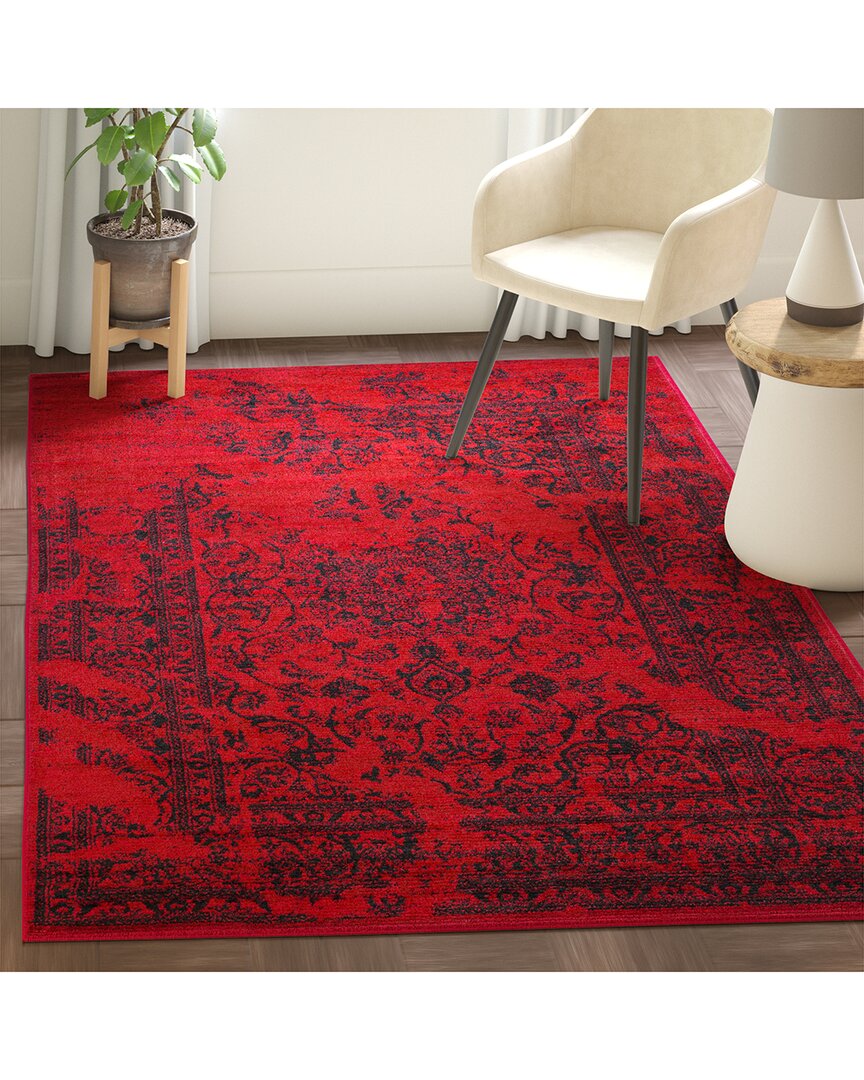 Safavieh Adirondack Machine Made Area Rug, Red / Black Traditional Style Easy Care In Red