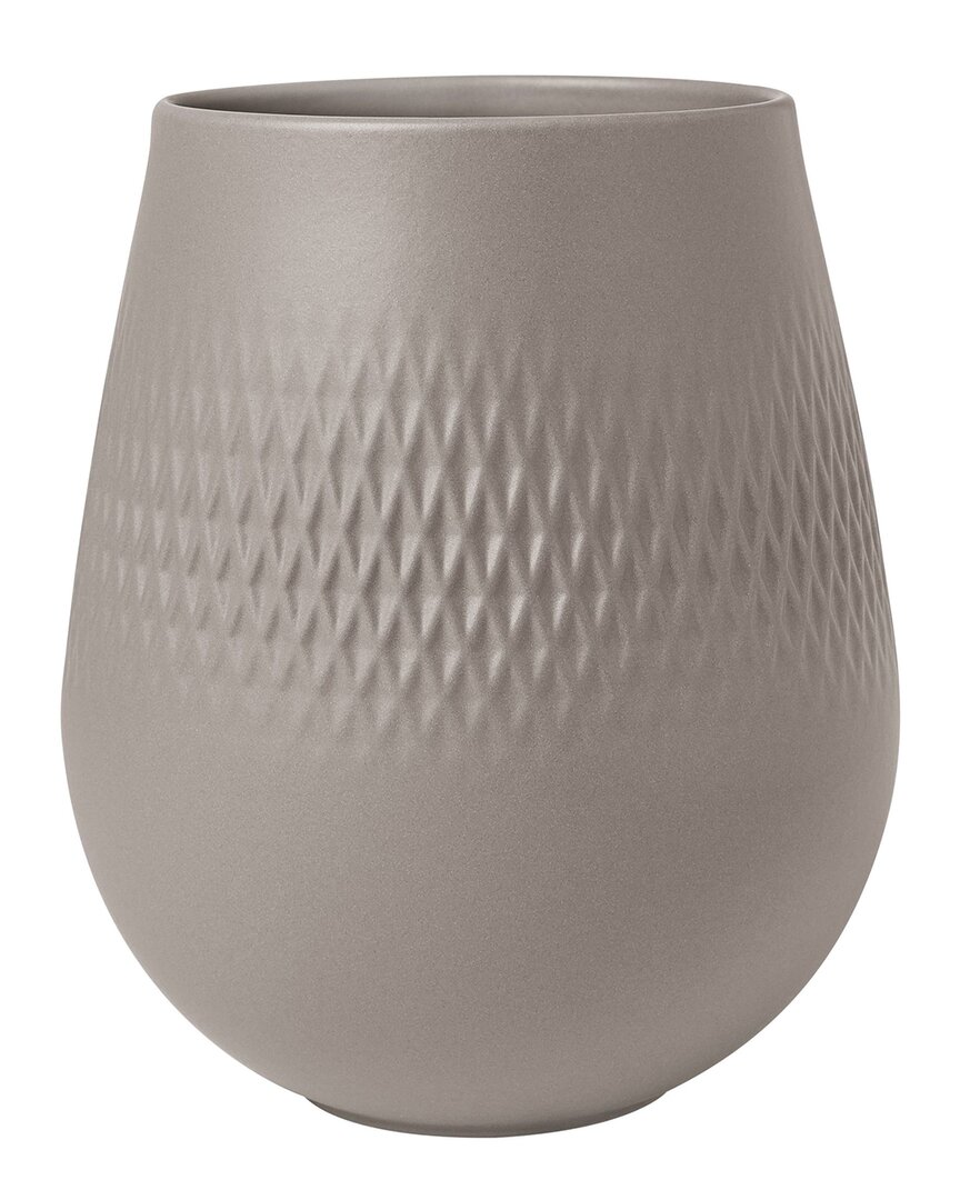 Villeroy & Boch Manufacture Collier Carre Vase, Small In Taupe