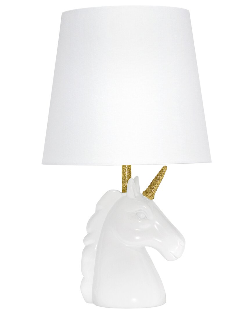 Lalia Home 15.5in Sparkling Glitter Unicorn Table Lamp In Burgundy