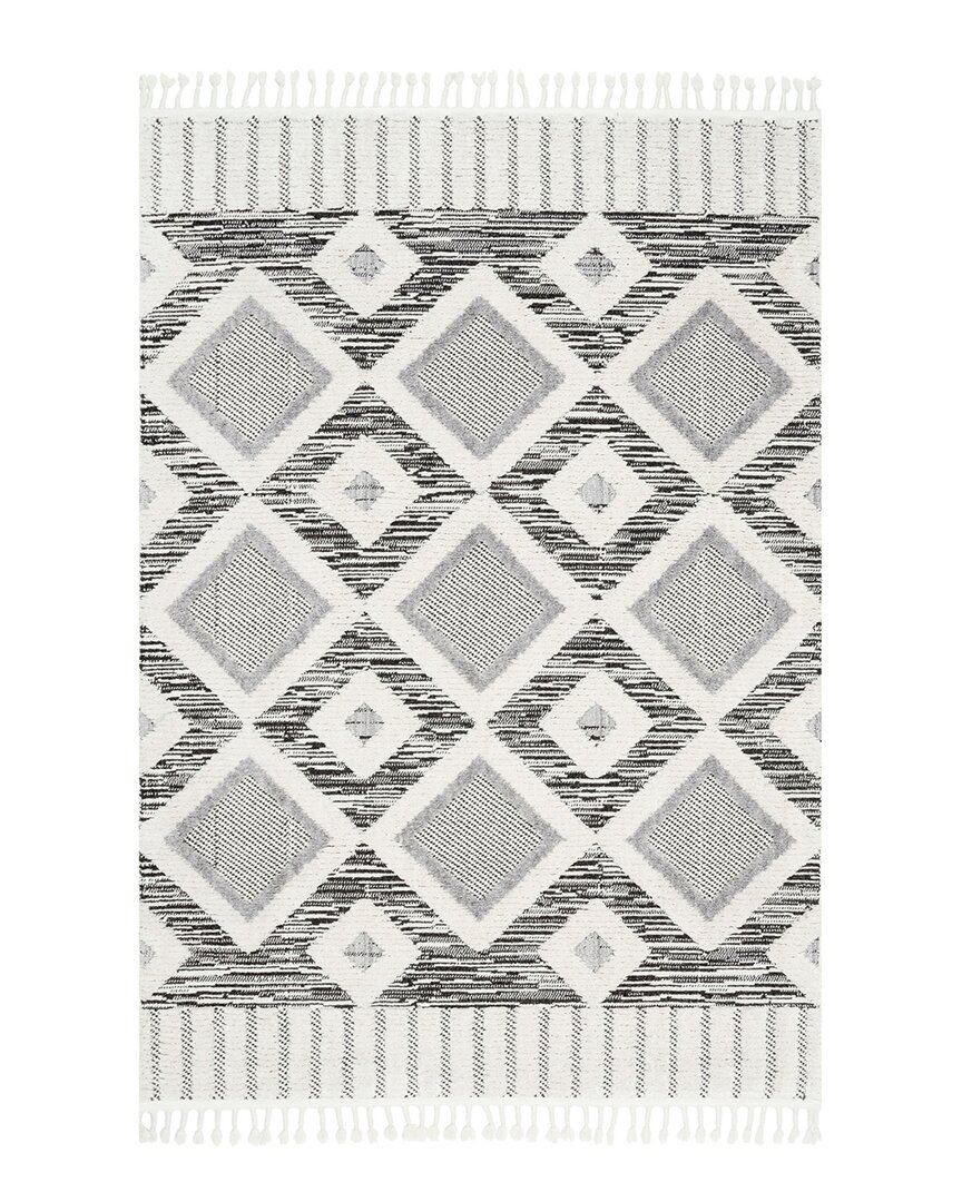 Nuloom Journey Shaggy Checkered Tiles Tassel Rug In Gray