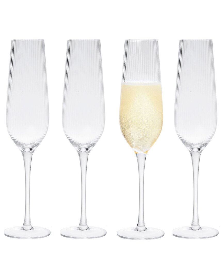 Godinger Set Of 4 Divo Optic Champagne Flutes