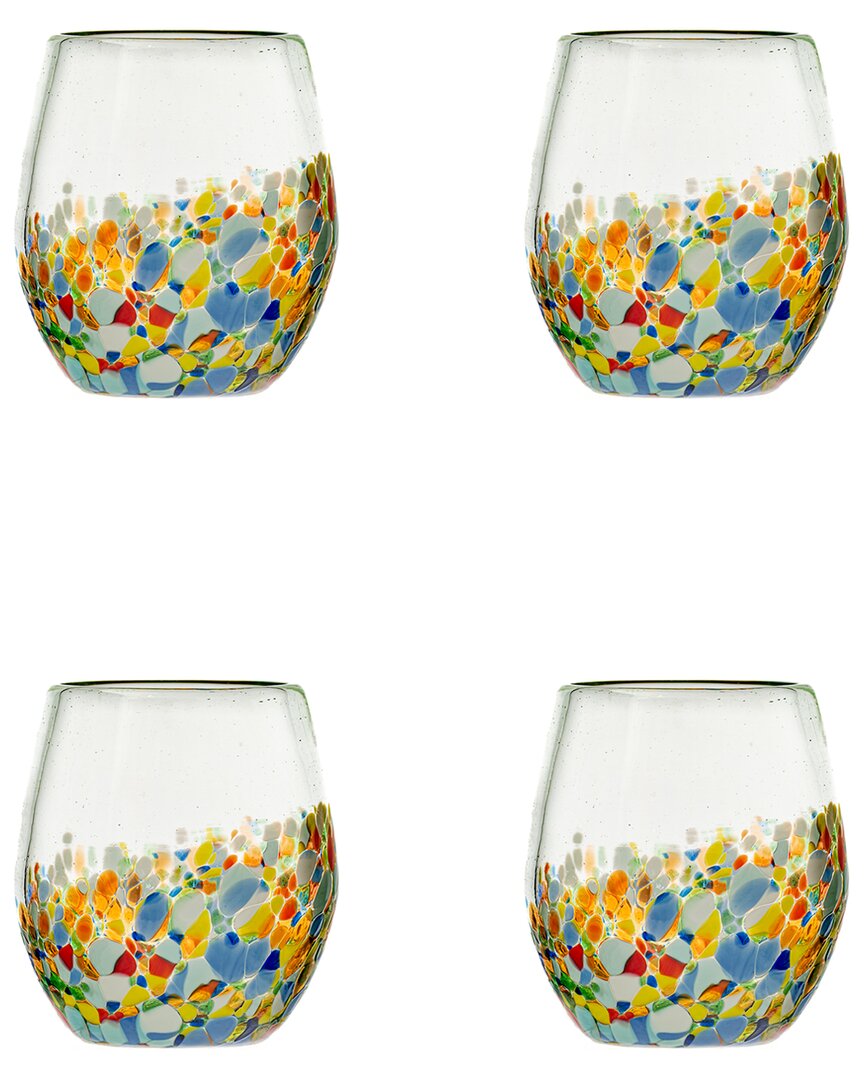 10 Strawberry Street Set Of 4 San Lucas Mexican Stemless Wine Glasses