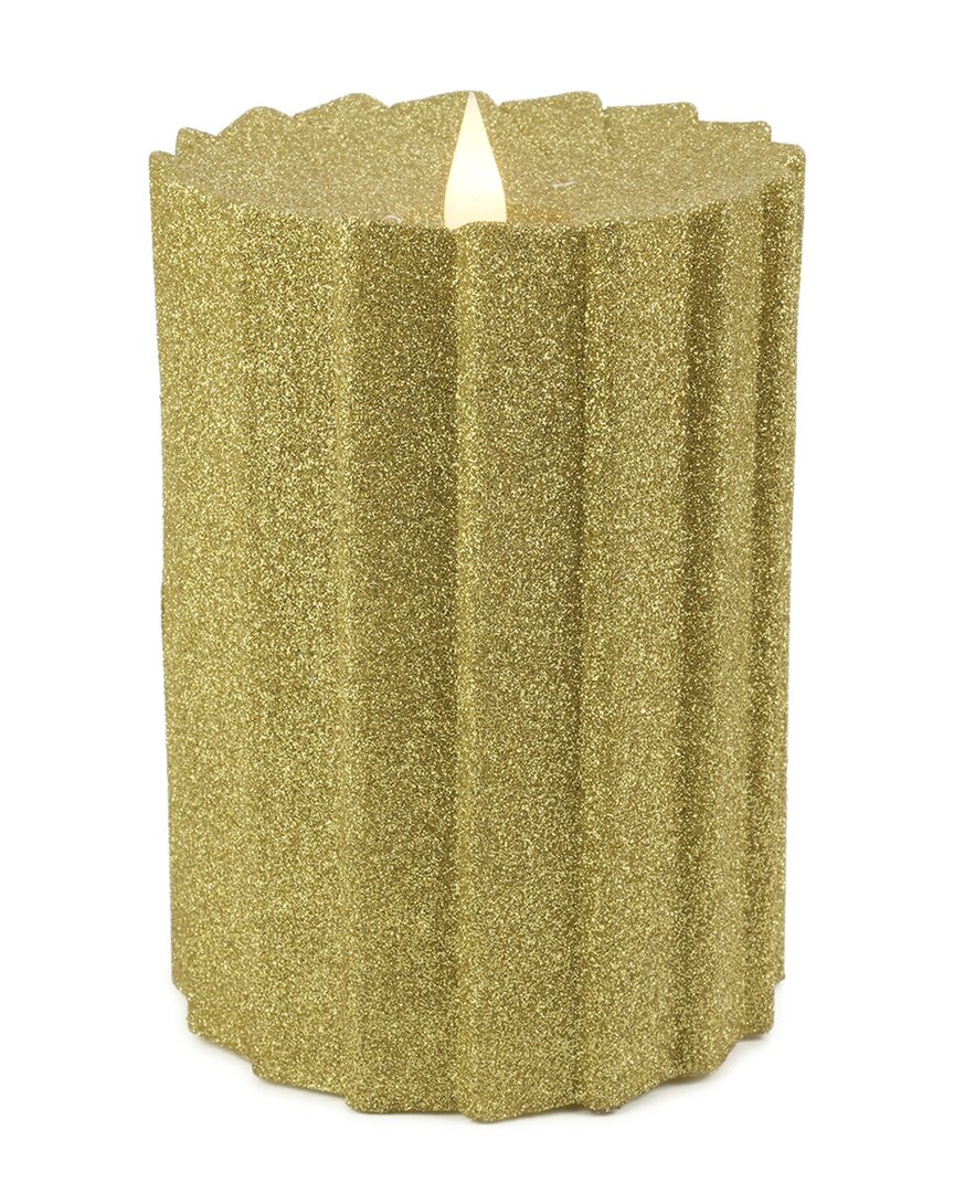 Seasonal Llc Sutton 4x6 Fluted Motion Flameless Glitter Candle In White