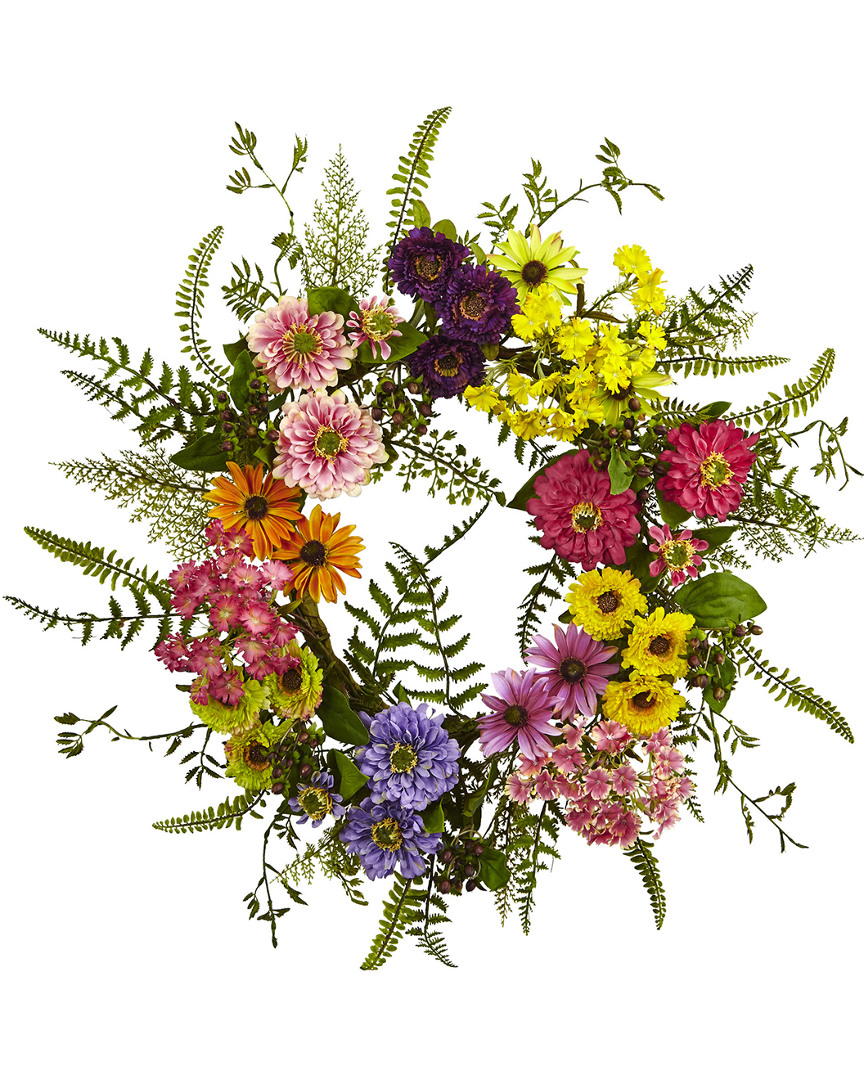 Nearly Natural Mixed Flower Wreath